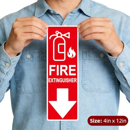Fire Extinguisher Sign Sticker, Glow in the Dark with Down Arrow 3 Pack - size: 4×12 Inch