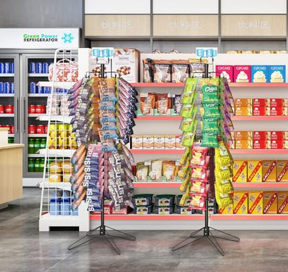 tonchean Rotating Retail Display Racks 108 Clips Spinning Chip Snack Stand