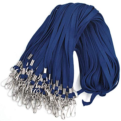 Bird Fiy Lanyard 100 Pack Bulk Badge Lanyards for ID Badges Neck Cruise Name Tag ID Holder - color: Navy Blue, size: 100 Pack