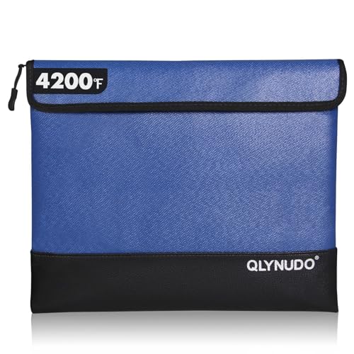 4200°F Fire Proof Box Alternative, A4 Document Organizer & Paper Safe - color: Blue, size: Large 11x13.3"