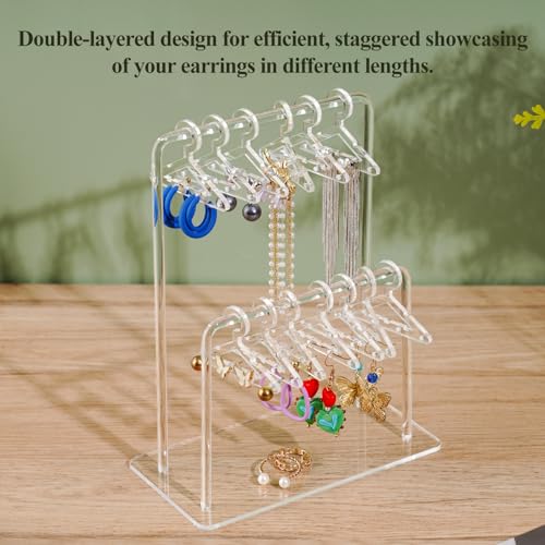 NiHome 2-Tier Earring Holder Organizer, 48 Pairs Acrylic Display, Clear - color: Clear, size: Without Tray