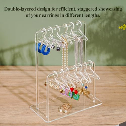 NiHome 2-Tier Earring Holder Organizer, 48 Pairs Acrylic Display, Clear - color: Clear, size: Without Tray