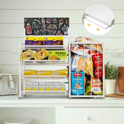 Bfttlity 4-Tier Snack Organizer for Office Kitchen Counter Display, White - color: White