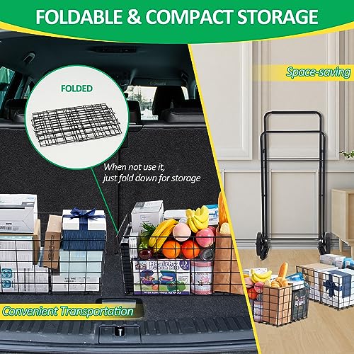 Spurgehom 2-Tier Shopping Cart for Groceries Folding Grocery Cart On Wheels with Removable Double Baskets 360° Rolling Utility Cart with Oxford Cloth Liner, Black - size: Extra Large