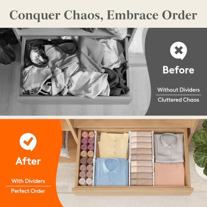 Lifewit 3.2" High Drawer Dividers for Clothes, Adjustable Drawer Organizers - size: 3.2"H, 10.5-16.5"L