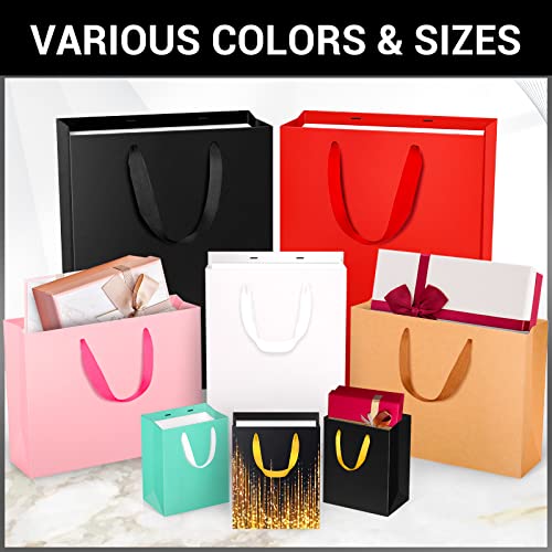 EUSOAR Kraft Paper Bags, 3 Sizes 30pcs Handled Gift Wrap Bags, Pink Recyclable Sturdy Kraft Business Handmade Paper Bag, Craft Birthday Present Bag - color: Pink