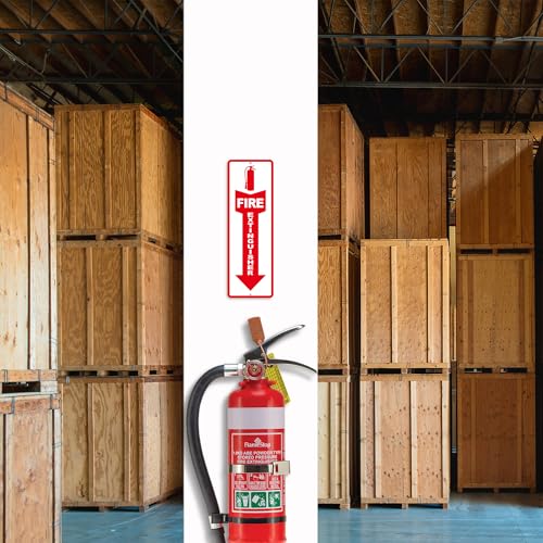 (4 Pack) Fire Extinguisher Signs – Strong Self Adhesive Fire Extinguisher Sign for Business, 12x4 Inch Aluminum Fire Extinguisher Signs Weather Resistant and Easy to Install (White) - color: Fire Extinguisher Signs White