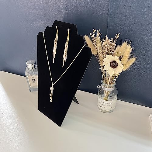 8Pcs/Set Necklace Display Stand for Selling, Earring Necklace Jewelry Set Easel Display Rack,Covered Soft Velvet with Cardboard Easel Necklace Display (Pack of 2) - color: Black Velvet, size: 4pcs design 2 (Pack of 2)