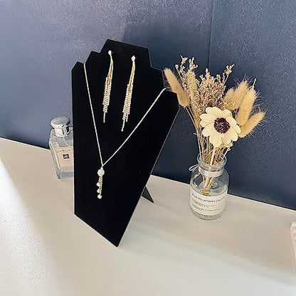 8Pcs/Set Necklace Display Stand for Selling, Earring Necklace Jewelry Set Easel Display Rack,Covered Soft Velvet with Cardboard Easel Necklace Display (Pack of 2) - color: Black Velvet, size: 4pcs design 2 (Pack of 2)