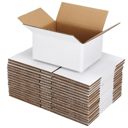 Shipping Boxes 8X6X4 Set of 18, Double Wall White Corrugated Cardboard Box for Mailing Business Packaging - size: 8x6x4 Inches
