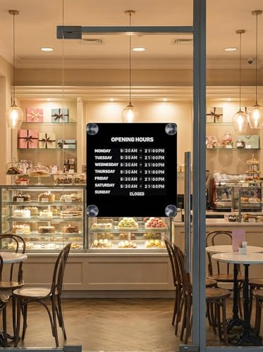 Magnetic Business Hours Sign, Changeable Storefront Opening Hours Board - color: Black Board
