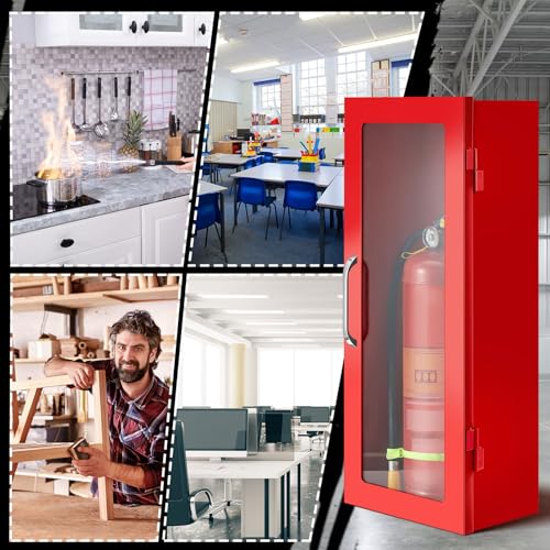 Zonon 1 Pcs 10lb Fire Extinguisher Cabinet Wall & Surface Mount, Red - color: Red