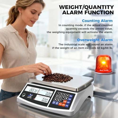 Industrial Counting Scale 40kg/88lb x 1g Precision Bench Scale Digital Inventory Counting Weight Scale for Small Parts and Coins, Electronic Gram Scale with Batteries/AC Power, lb/g/kg/oz - style: 40kg x 1g