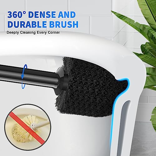 LOVLOY Toilet Plunger and Brush, Bowl Brush and Heavy Duty Toilet Plunger Set with Ventilated Holder, 2-in-1 Toilet Brush and Plunger Combo for 5.3-inch Toilet Drain Bathroom Cleaning (Black) - color: Black