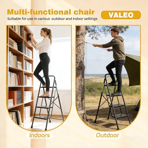 Valeo 4 Step Ladder, Folding Step Stool with Wide Anti-Slip Pedal - style: 4 Step