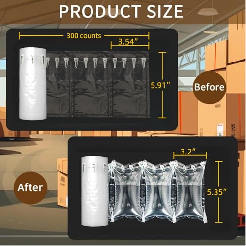 300 Count Air Pillows for Shipping Inflatable Air Bags for Packing, 3.54" X 5.9" Air Pockets for Packaging Moving Supplies Box Filler Purse Shaper Alternative to Packing Peanuts - size: 3.54" * 5.9" (300 Count）