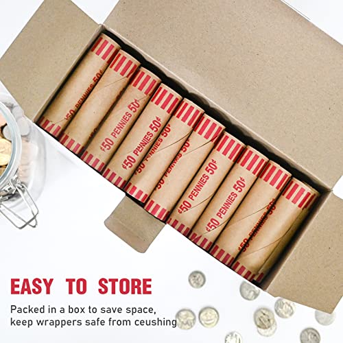 LLIKED 100 PCS Preformed Coin Wrappers Rolls-Pennies - size: 100 Pennies Coin Rolls