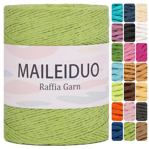 Raffia Yarn for Crochet 2mm X 328 Yards Paper Yarn for Sun Hat Beach Bag - color: G93 Lime Green