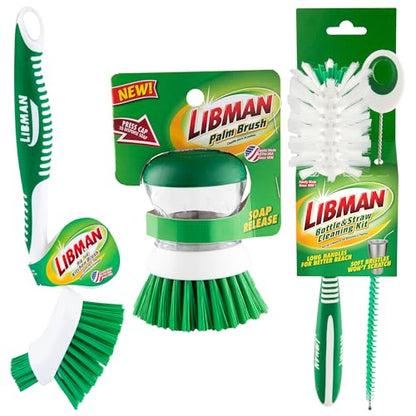 Libman Bottle & Dish Kitchen Brush Kit with Straw Cleaner, 4 Brush Styles - style: Bottle & Dish Brush Kit