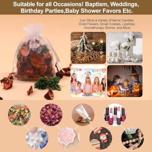 SumDirect 50Pcs 4x6 inches Sheer Organza Bags Jewelry Drawstring Pouches Wedding Party Christmas Favor Gift Bags - size: 50PCS