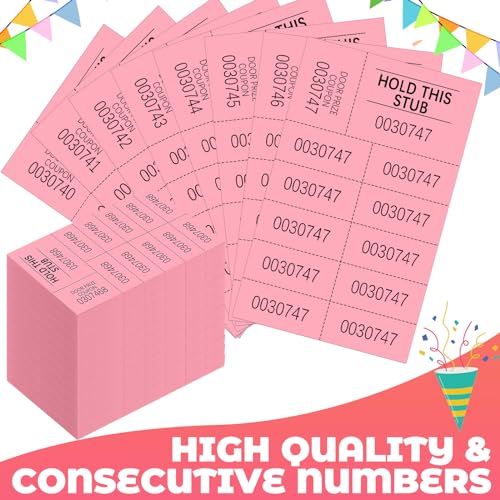 Kosiz 504 Pcs Raffle Tickets Basket Auction 10 Bid Numbers, Pink - color: Pink