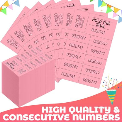 Kosiz 504 Pcs Raffle Tickets Basket Auction 10 Bid Numbers, Pink - color: Pink