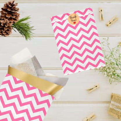 Novel Box 100 Pack Pink Chevron Print Flat Merchandise Bags 4x6 in - color: Pink Chevron, size: 4" x 6" Inches