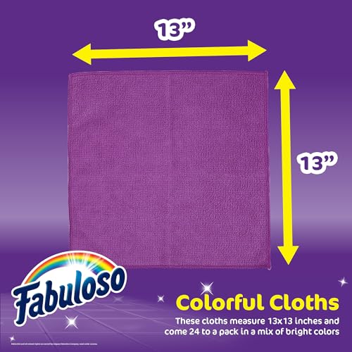 Fabuloso Microfiber Cleaning Cloths, Rainbow, 13x13 in, 24 Count - color: Rainbow, size: 24 Count (Pack of 1)