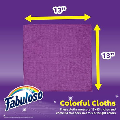 Fabuloso Microfiber Cleaning Cloths, Rainbow, 13x13 in, 24 Count - color: Rainbow, size: 24 Count (Pack of 1)