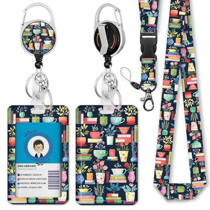 Gctriki Teacher Lanyards for Id Badges, Badge Holder Retractable Clip, Book - color: Colorful Mug Book