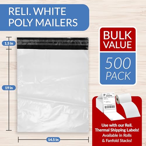 Reli. Poly Mailers 14.5x19 | 500 Pcs Bulk | Shipping Bags/Shipping Envelope