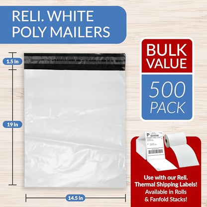 Reli. Poly Mailers 14.5x19 | 500 Pcs Bulk | Shipping Bags/Shipping Envelope