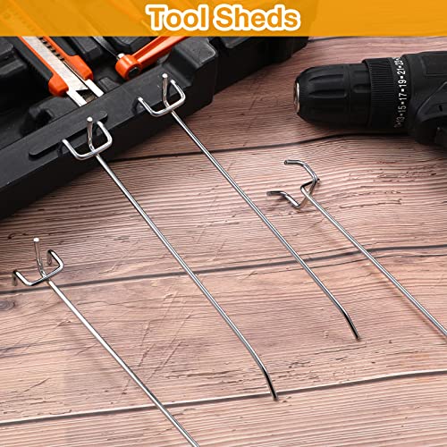 Funrous 100 Pack 8 Inch Stainless Steel Hooks for Pegboard, Silver - size: 8 Inch