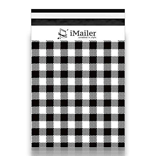 100 Count - 10x13 inch Poly Mailers Black Gingham Plaid Shipping Bags,Mailing Envelope with Self Seal Strip - color: Black Gingham Plaid, size: 10" x 13"