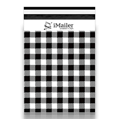200 Count - 6x9 inch, Poly Mailer Black Gingham Plaid Envelope, Mailing Shipping Bags with Self Seal Strip - color: Black Gingham Plaid, size: 6" x 9"