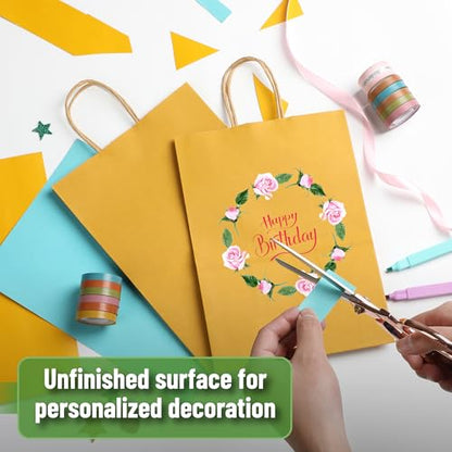 Mr. Pen- Paper Gift Bags with Handles, 32 Pack, 7.6" x 4.7" x 10.6" - color: Yellow, size: 32 Pack