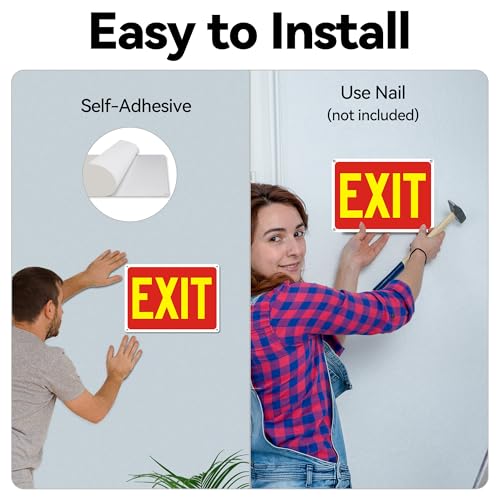 5 Pack Exit Signs, Exit Sign Stickers for Door and Wall Mount - High Visibility Safety Sign, Premium Self-Adhesive Vinyl Easy to Install (Yellow) - color: Exit Sign Yellow