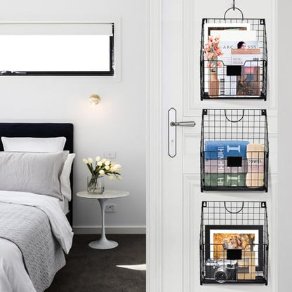 DILIBRA 4 Packs Hanging Wall File Organizer, Foldable Magazine File Holder