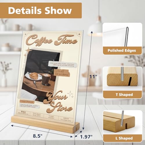 Comix 8.5x11 Inch Acrylic Sign Holder with Wood Base, 12 Pack Flyer Holder - size: 12 Pack 8.5x11 inches (T/L)