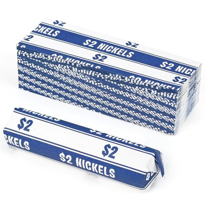 THEBLUETOUCH 100 pcs White Kraft Flat Coin Wrappers for Nickels - size: 100 Nickel Only