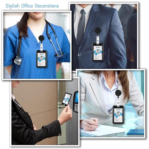 Lanyard, Id Badge Holder，Teacher Card Retractable Reel, Black - color: Black
