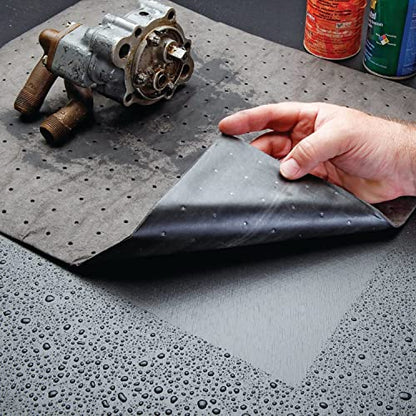 PIG Absorbent Mat Pads with Leak-Proof Backing - 4 Absorbent Spill Pads per Box - 15.5" x 20" - Absorbs up to 29 oz. per Pad - PM50463