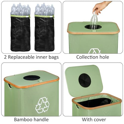 iEGrow 110L Recycling Bins for Kitchen,29Gal Recycle Bins with Lid,Green - color: Green, size: 29 Gallons - No Wheels