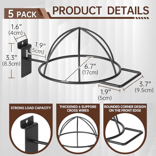 Slatwall Hat Holder, Metal Wire Hat Display Rack for Slat Board，Slatwall Accessories Hat Hook for Retail Display and Home Organization (5)