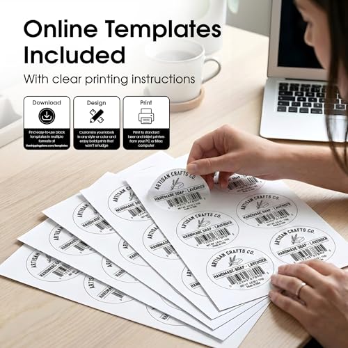 3 Inch Circle Labels for Laser & Inkjet, Spartan Industrial Template C006 - size: 3" Circle