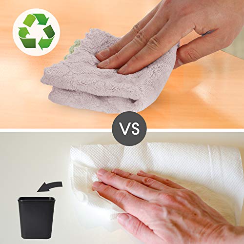 kimteny Microfiber Dish Cloths for Washing Dishes 5 Pack, Green-Grey - color: Green-grey