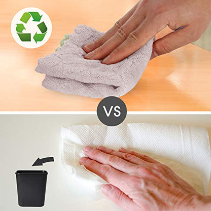 kimteny Microfiber Dish Cloths for Washing Dishes 5 Pack, Green-Grey - color: Green-grey