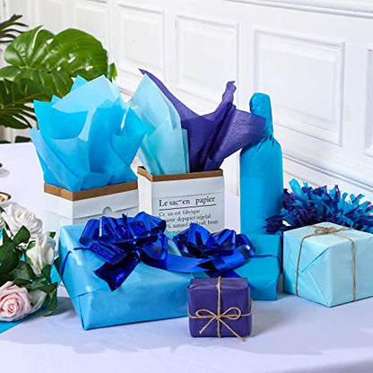 Fuutreo 300 Sheet Kraft Tissue Paper Bulk 14x20'' Wrapping, Blue Series - color: Blue Series