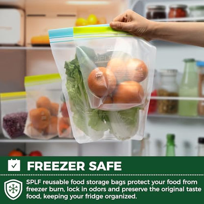 SPLF 12 Pack Reusable Sandwich Bags Dishwasher Microwave Safe - size: Sandwich