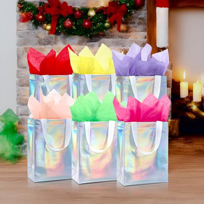 KeerxunBag 12-piece colorful gift bag, containing hard cards and tissues - color: colorful
